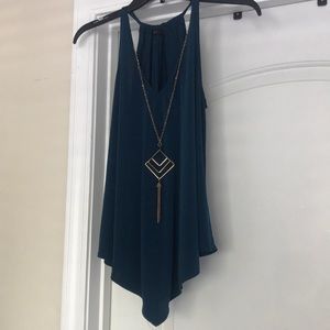 Teal Blouse with attached Necklace